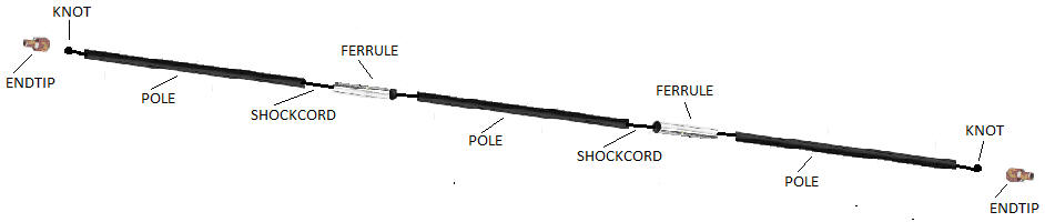 Steel Tent Pole Black Diameter 5/8 in 3 Sect 73 Inches Long 16 mm 